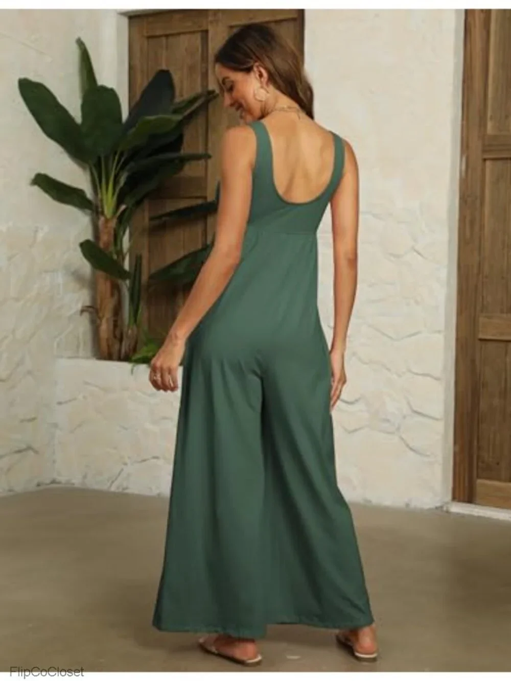 Sleeveless Wide Leg Jumpsuit Casual Loose Romper with Pockets